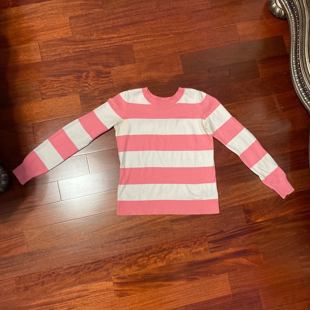 Forever 21 Pink White Stripe Sweater Long Sleeve S